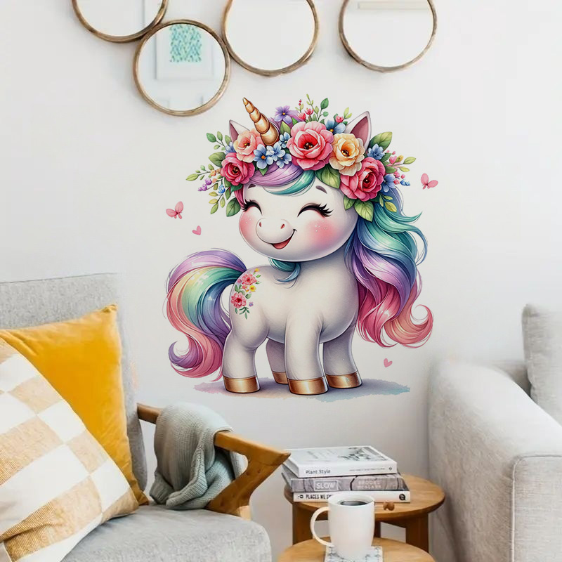 Home Bathroom Wall Tiles - Mooie aquarel eenhoornsticker, waterdichte huismuursticker, gebruikt