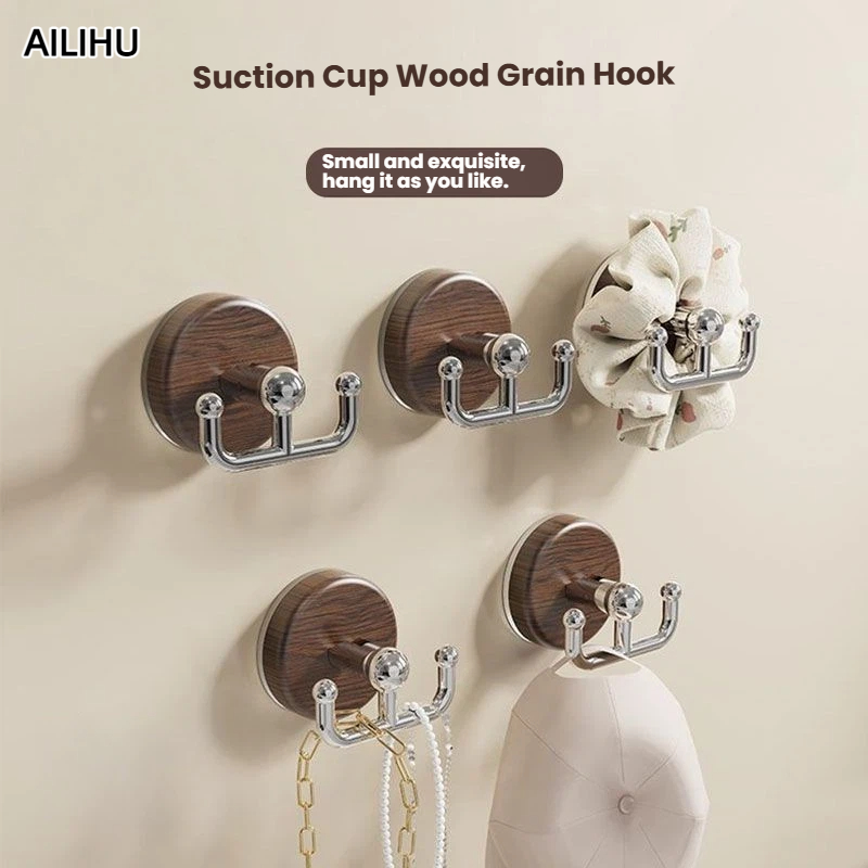 Home Bathroom Door - Houten haakjes met zuignappen, zonder te