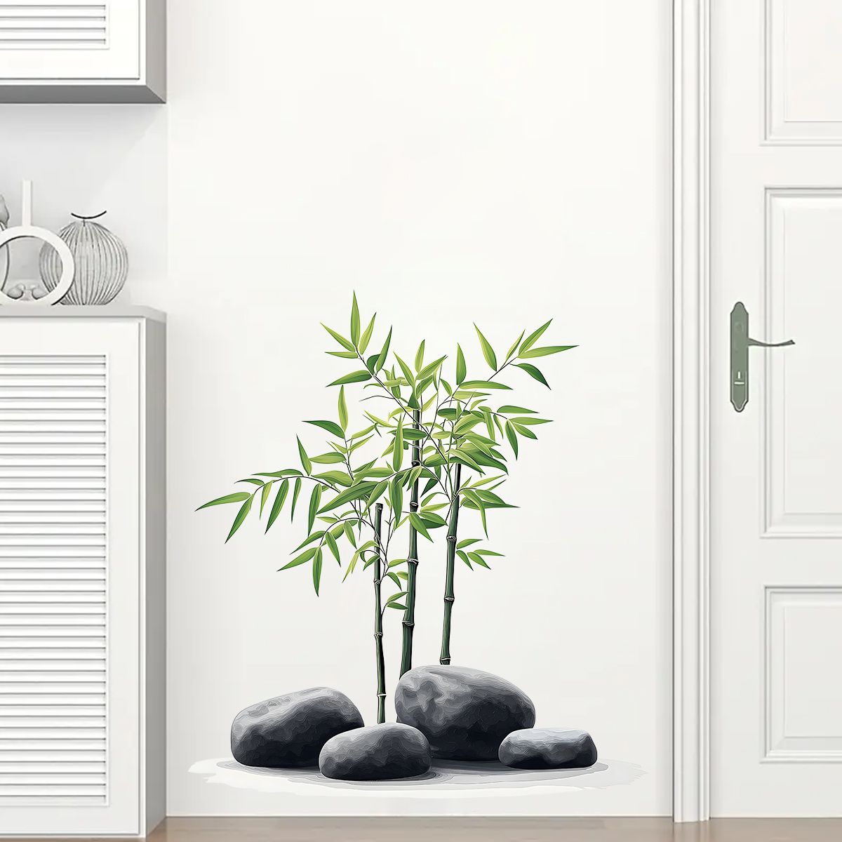 Home Bathroom Wall Tiles - Inkt Bamboe Muursticker Badkamer Wc Decor