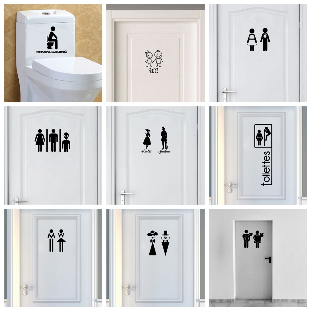 Home Bathroom Wall Tiles - 1 Pc Cartoon Stijl Toilet En