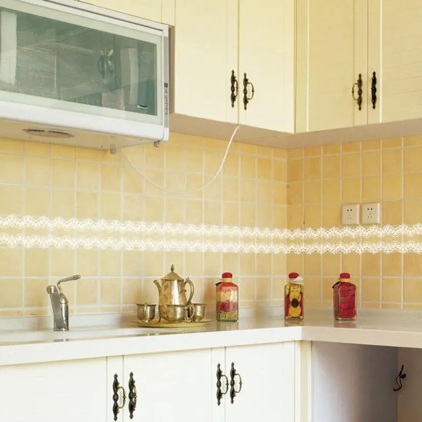 Home Bathroom Door - Zoete Kant Ontwerp Behang Grenzen Sticker