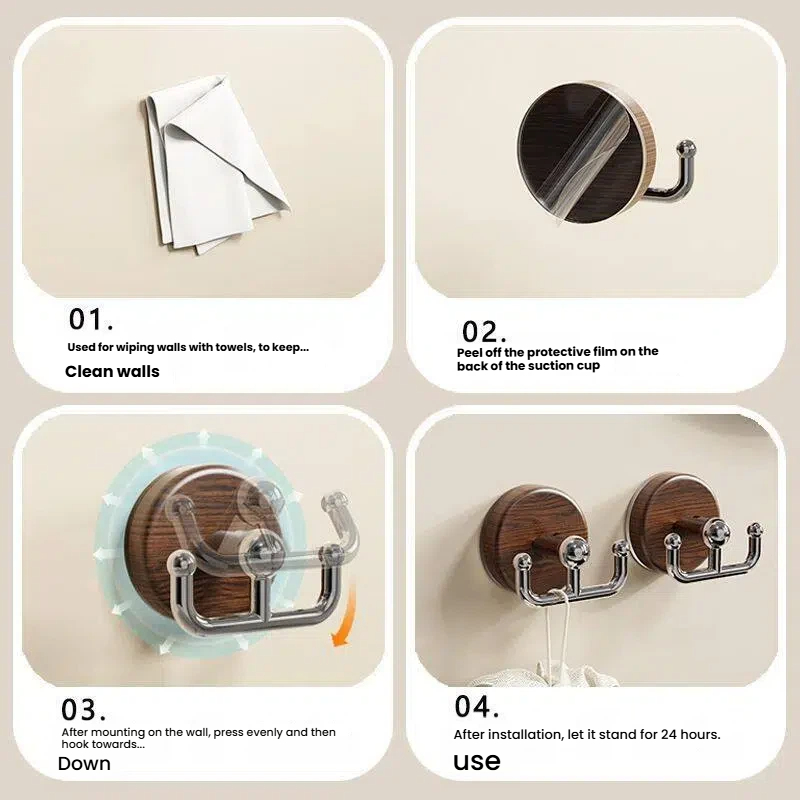 Houten haakjes met zuignappen, - Home Bathroom Door recensie en prijs