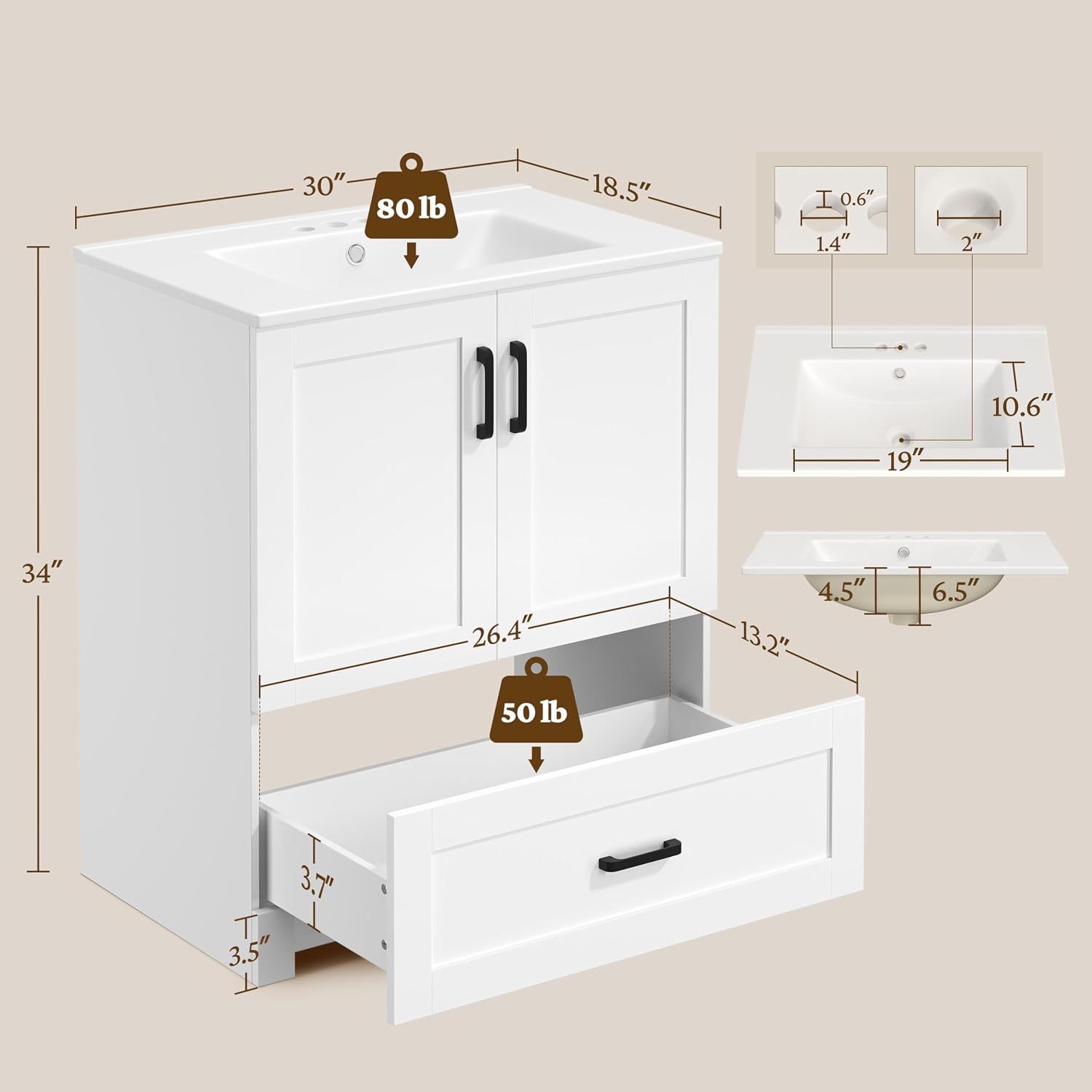 30 inch badkamermeubel met ker - Home Bathroom Door recensie en prijs